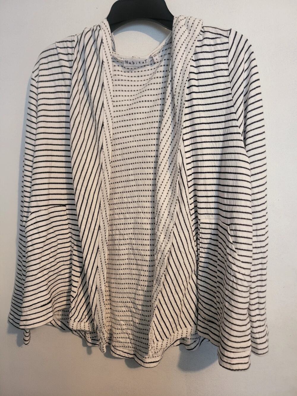 Habitat Women Small Striped Open Front Hooded Cardigan| Layered Chic